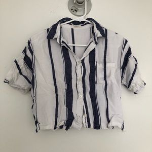 Cropped Button Front Shirt, Small